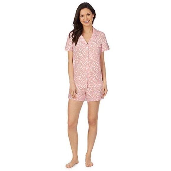 NWT Bed Head Stretch Short Sleeve Shorty PJ Set Wild One Sleepwear Pink Size: L - Picture 1 of 9